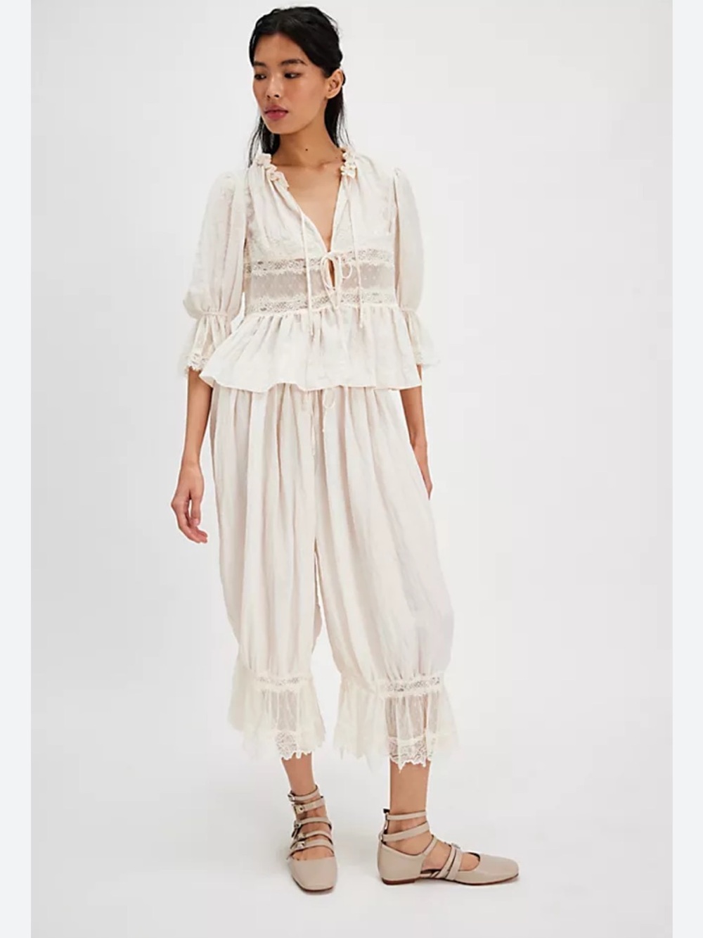 Free People Intimately FP Forever Young Bed Jacket In White Alyssum size Large - Picture 4 of 13